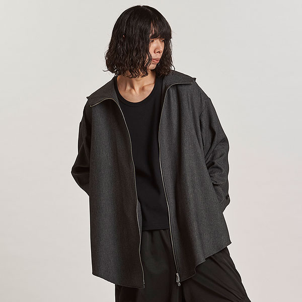 NO ID. BLACK ノーアイディー インバーテッドタックフーデッドコート