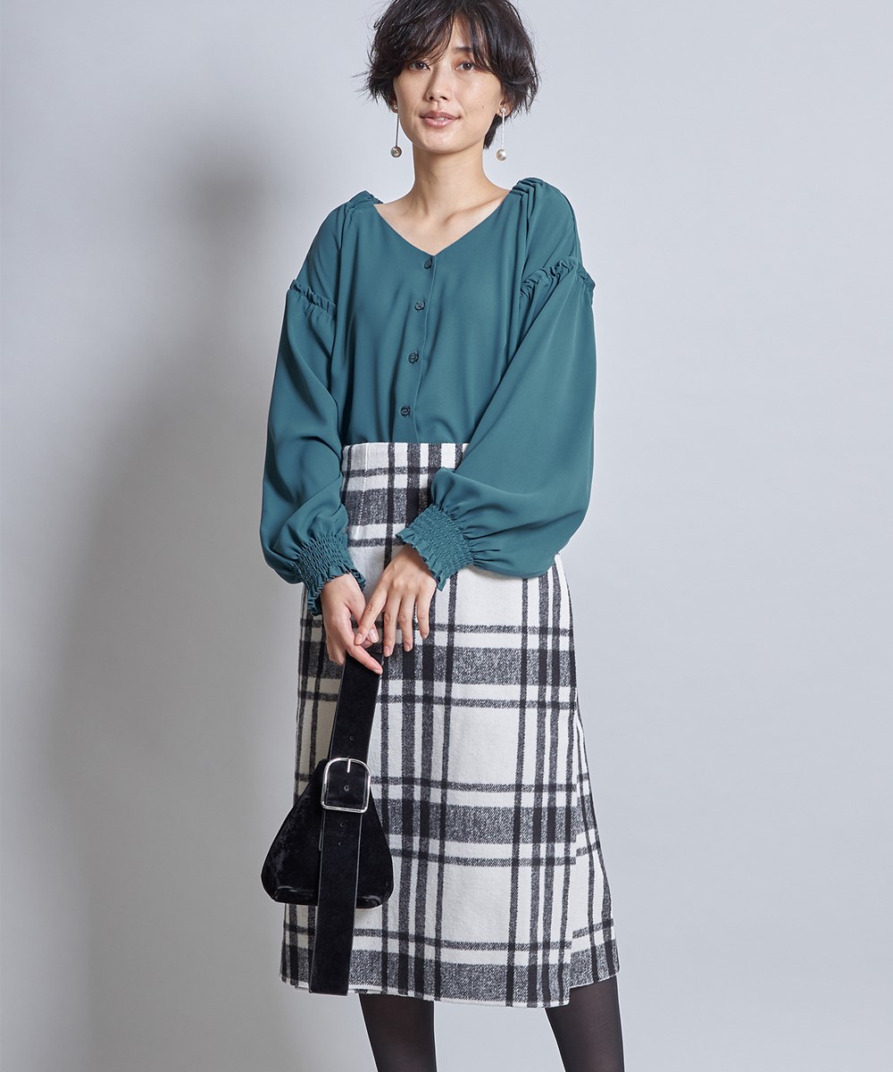 チェック柄ラップスカート