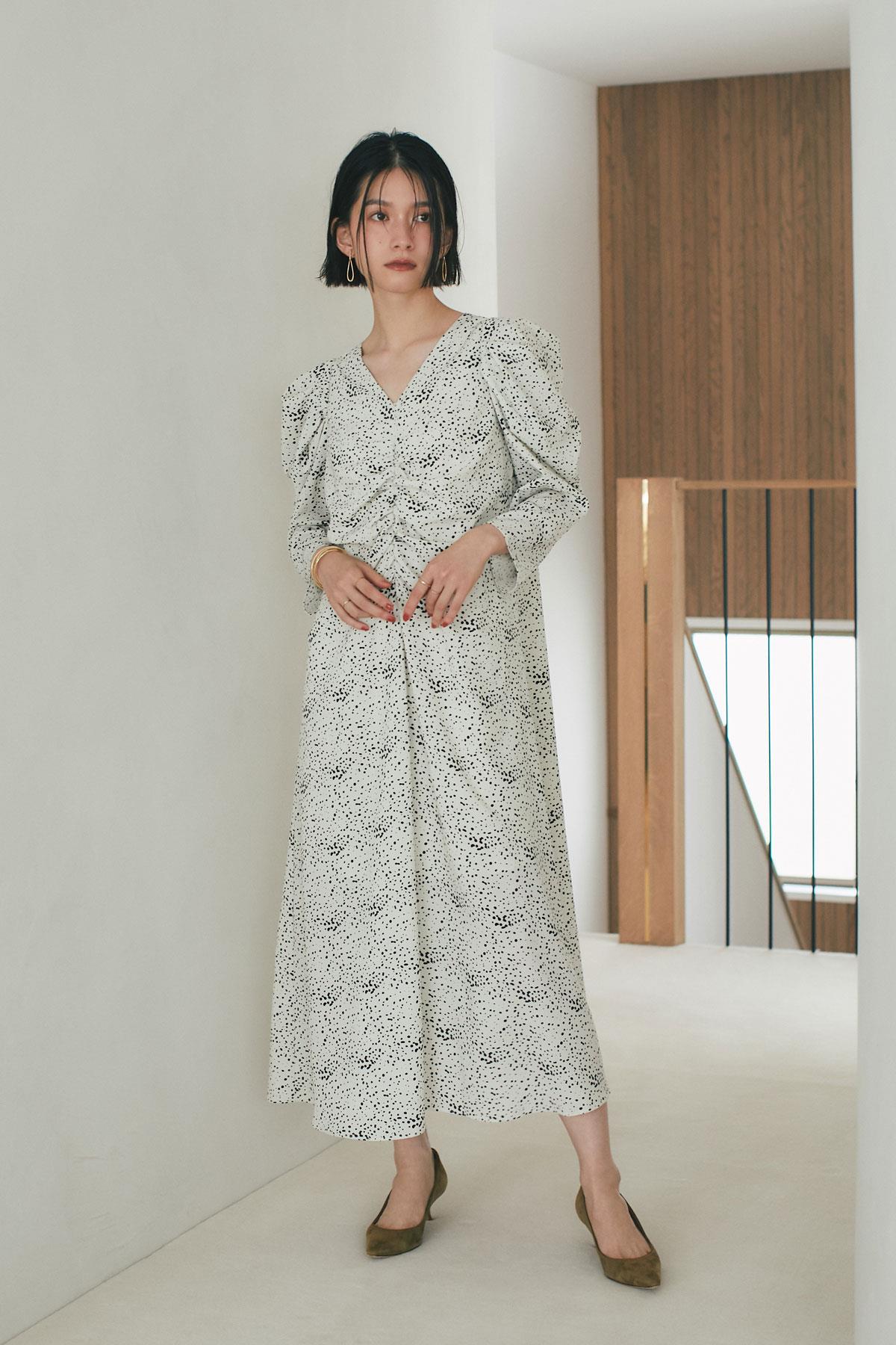 ダルメシアンフロントギャザーワンピース