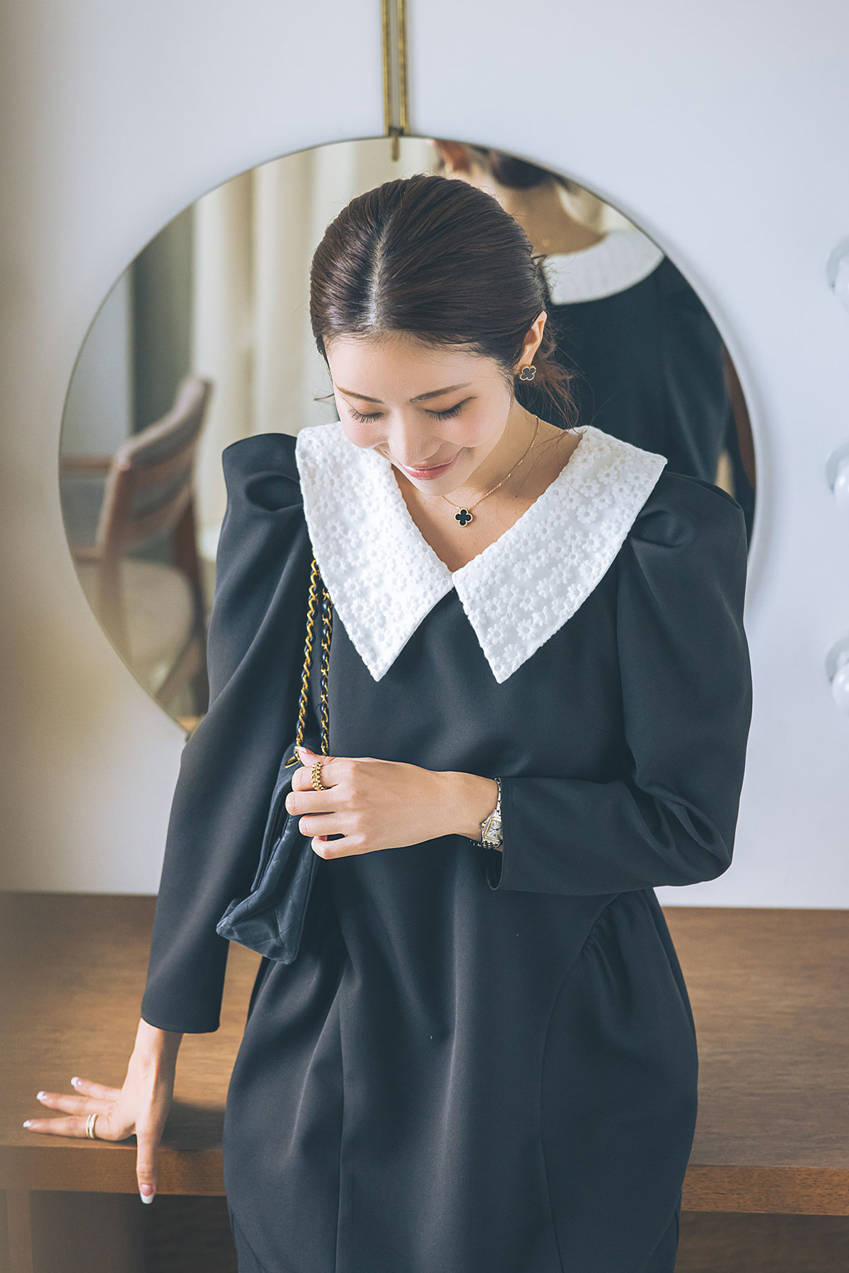 mana maruyamaさんコラボ】レースカラーコクーンワンピース