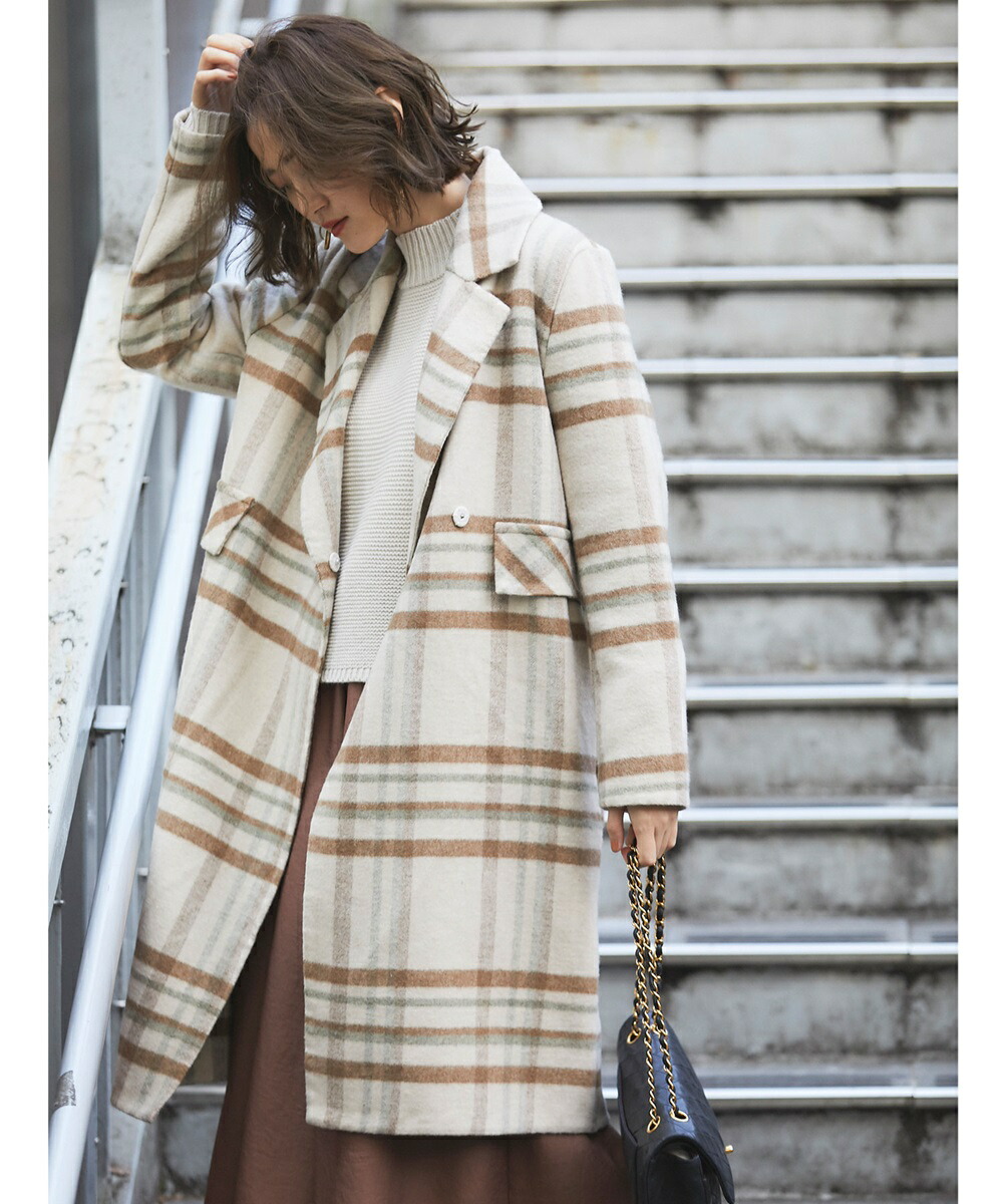 再値下げ50%OFF》ハンドメイドウール混チェック柄チェスターコート