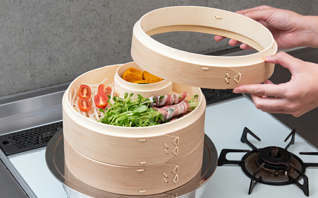 本日限り OUTDOOR MONSTER 竹製蒸し器 2段式 本日限り OUTDOOR MONSTER