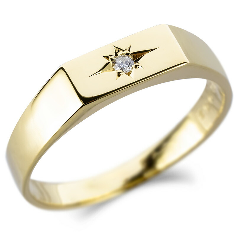 楽天市場】10金 リング 印台 シグネットリング 指輪 ダイヤモンド