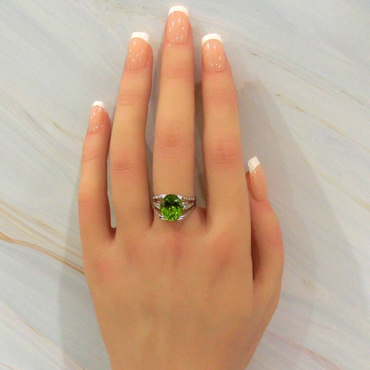 楽天市場】ペリドット K18(18金)WG ホワイトゴールド (8月誕生石