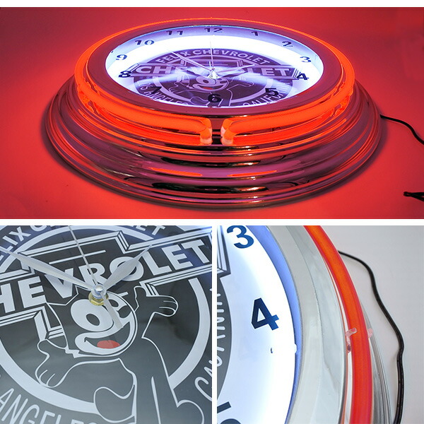 楽天市場】時計 壁掛け ネオンクロック フィリックス シボレー