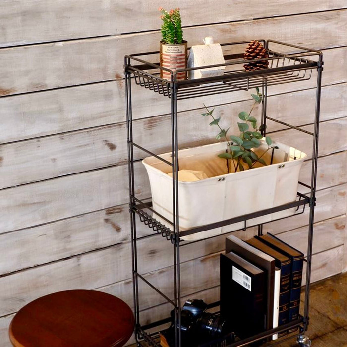 アイアン シェルフ ラック 棚 キャスター付き 3段 COLLEND コレンド