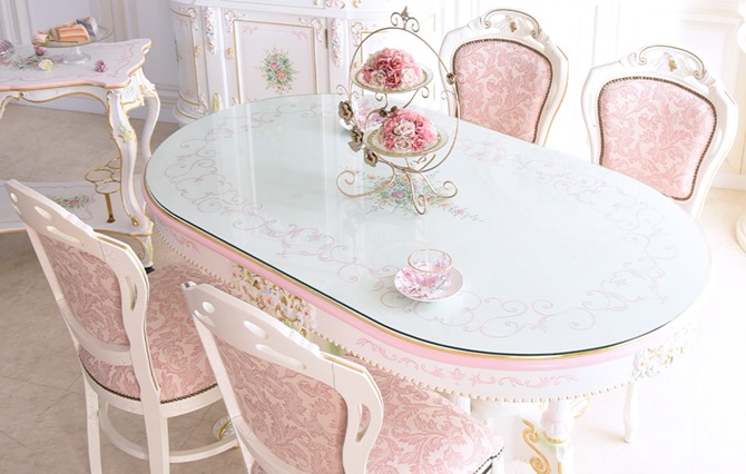 フレンチカントリー ダイニングテーブル 姫家具 天然木 ラバーウッド