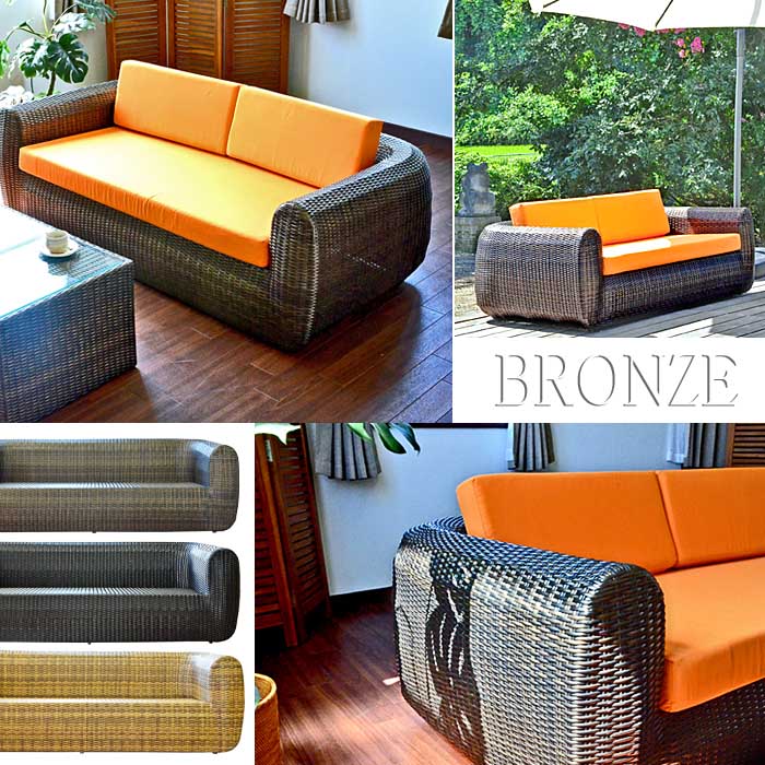 楽天市場】アジアン家具 シンセティックラタン 3人掛け ソファー 人工