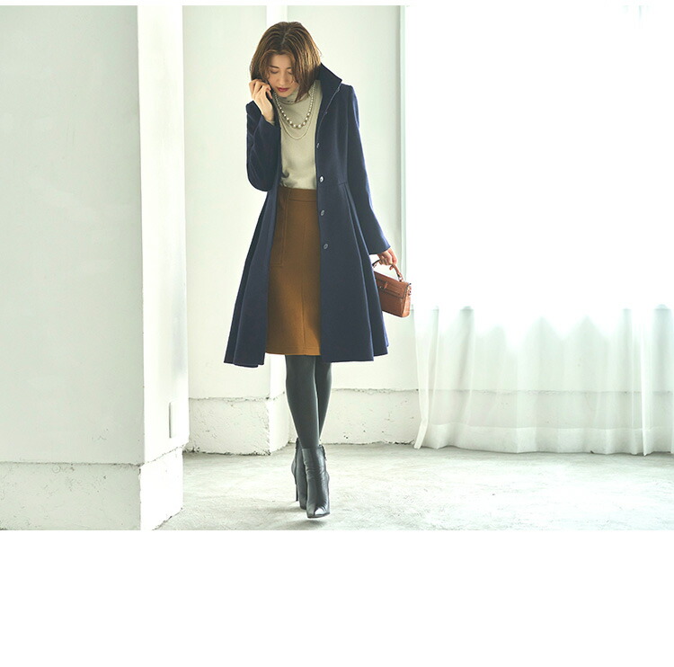 バックリボンフィット＆フレアコート「K483」/ウール100%-RUIRUE BOUTIQUE