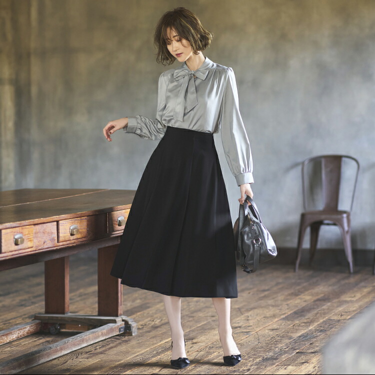 シークレットゴムハイウエストAラインスカート「BSK1037」-RUIRUE