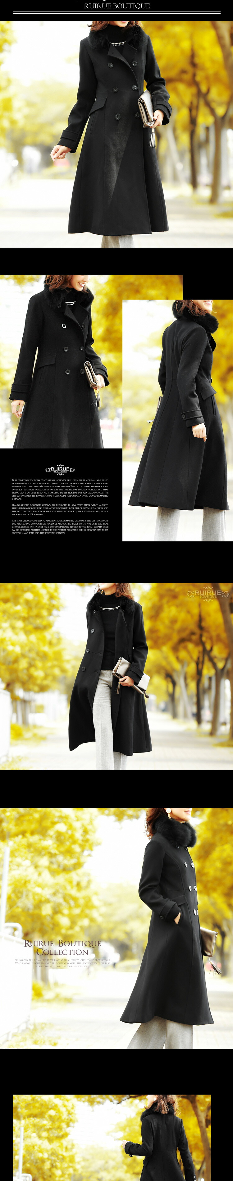 フォックスファーWブレストロングコート「K609」-RUIRUE BOUTIQUE