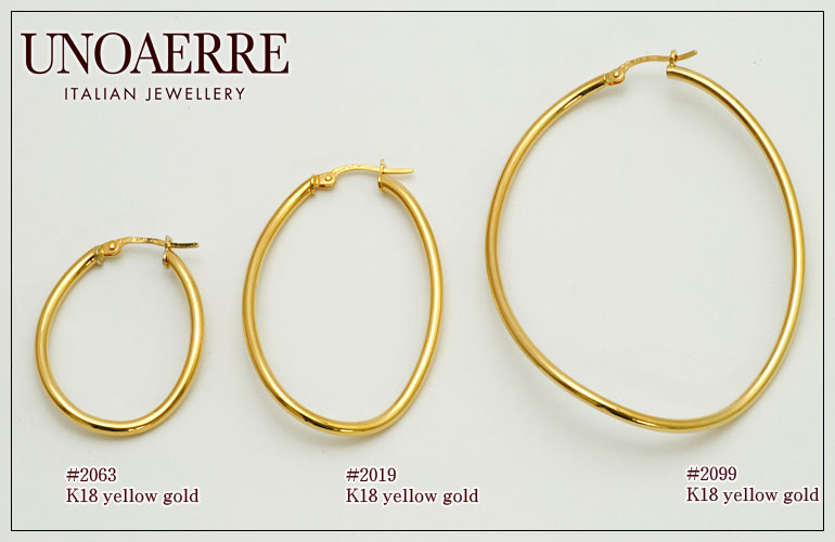 楽天市場】☆ウノアエレ【UNOAERRE】K18イエローゴールド フープピアス
