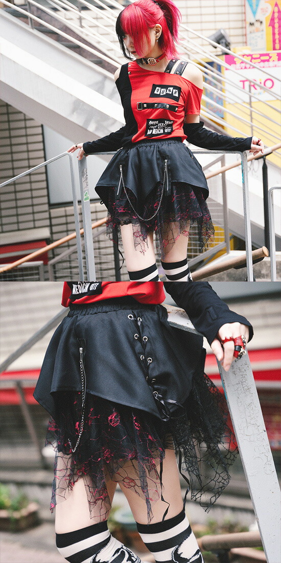 楽天市場】NEWスカルスカート パンク スカート ロック ファッション V