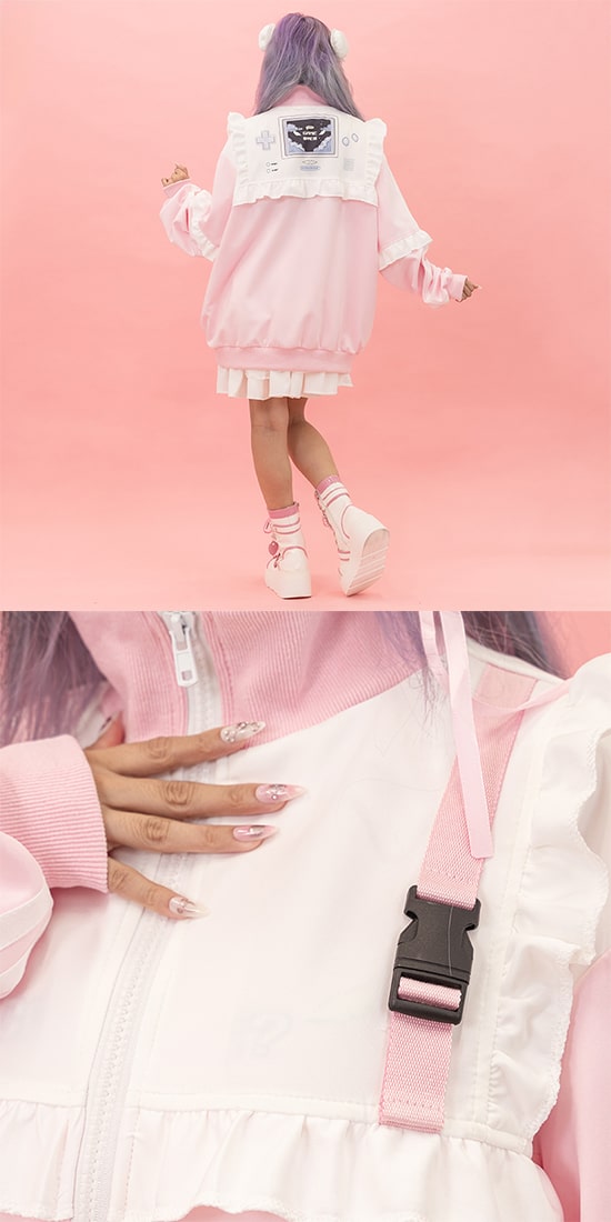 楽天市場】GAME OVER フリルジャケット ピンク ブルゾン ジャージ 長袖