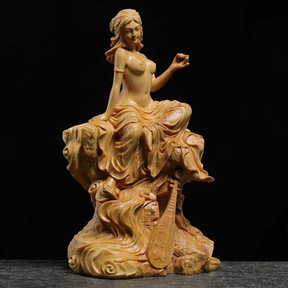 楽天市場】弁財天 木彫り彫刻 弁天様 木彫 玄関 置物として映える柘植