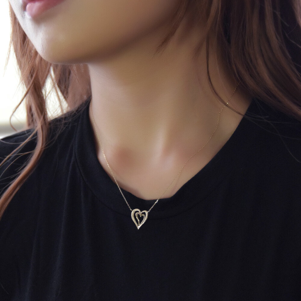 ハワイアンジュエリー ネックレス K18 18金 ゴールド ダブル ハート