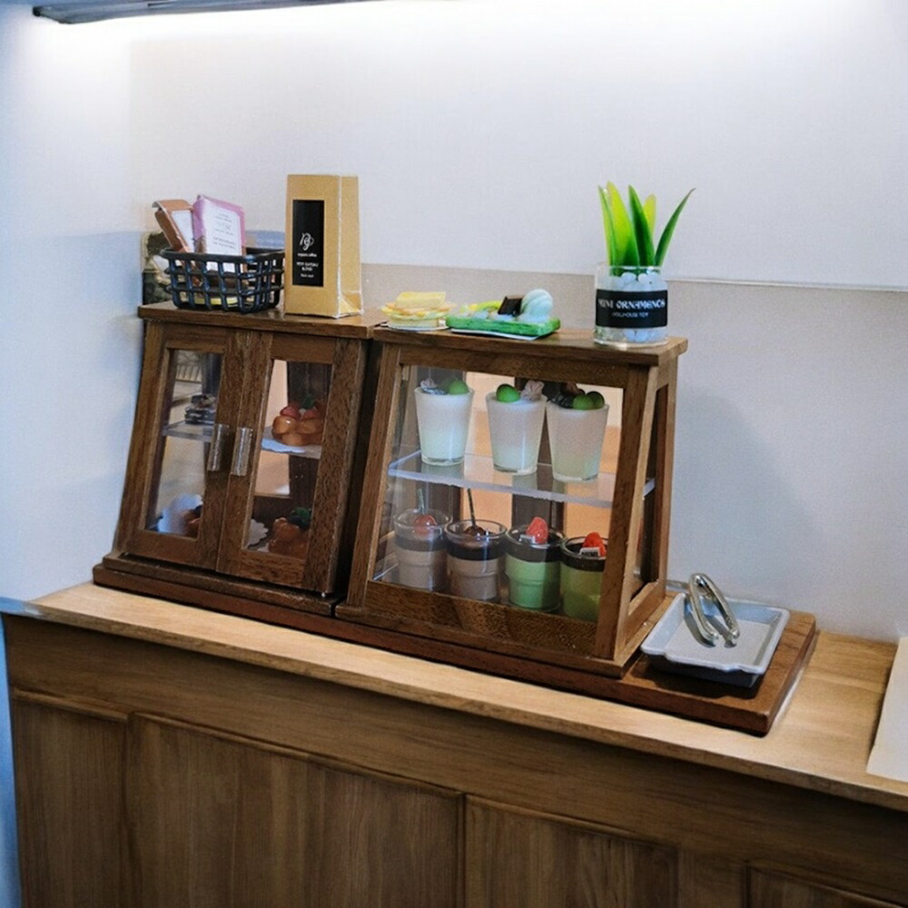 楽天市場】90000280（1点）ミニチュア木製ショーケース 卓上 ガラス