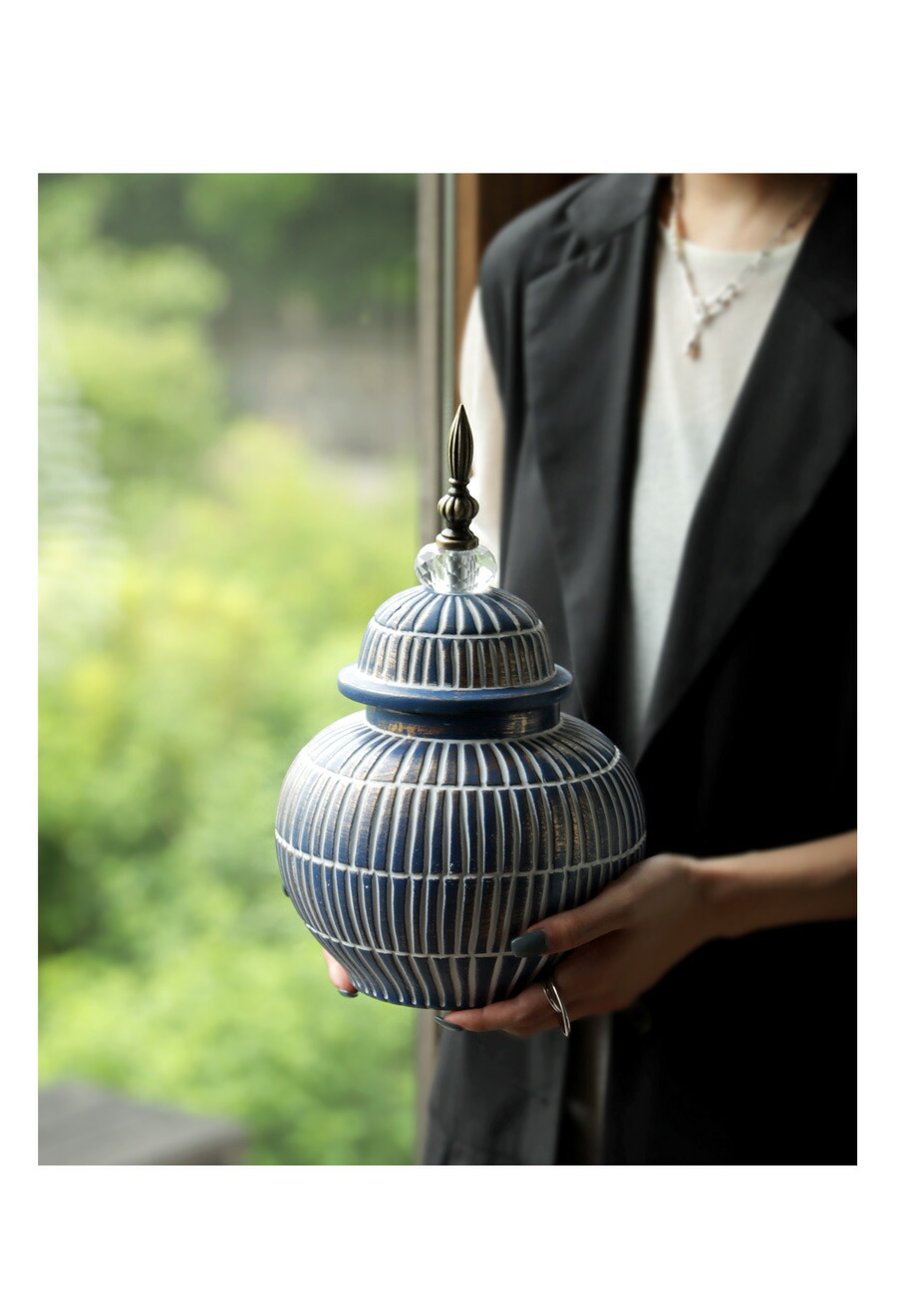 壺型 キャニスター 陶器 インテリア雑貨 置物 保存容器 壺・メール便