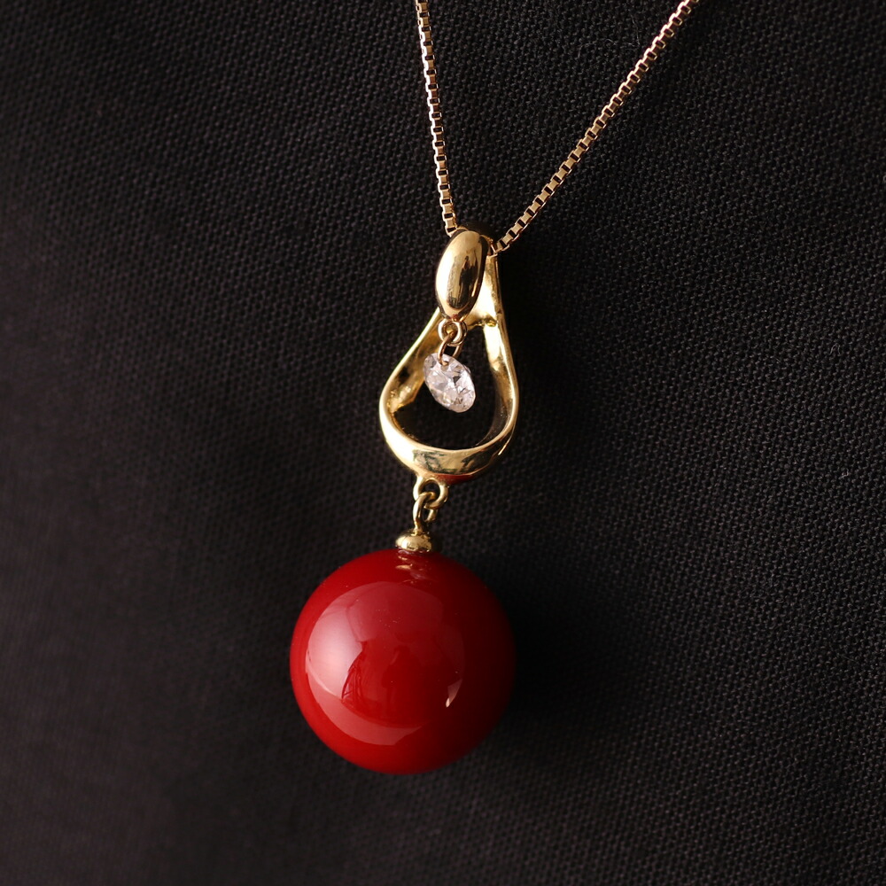 楽天市場】≪送料無料&1年保証付≫日本産血赤珊瑚 K18イエローゴールド