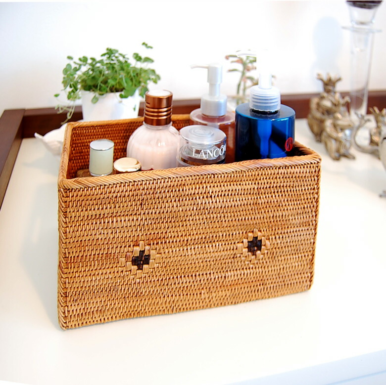 楽天市場】アタで編まれた取っ手付き収納ボックス Iタイプ 収納
