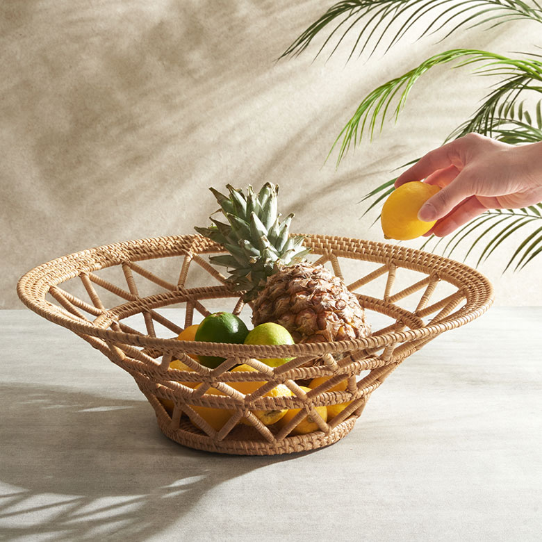 楽天市場】バスケット かご 円形 丸 ラタン 籐 約 W 46cm D 46cm H