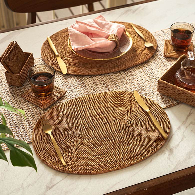 楽天市場】アタ製ランチョンマット バリ島産 40×30cm オーバル型