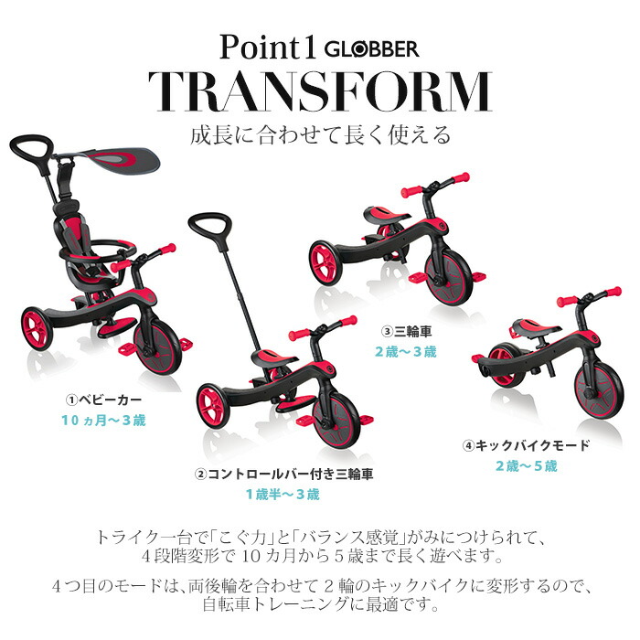 楽天市場】GLOBBER エクスプローラートライク 4in1 キッズ 三輪車 子供