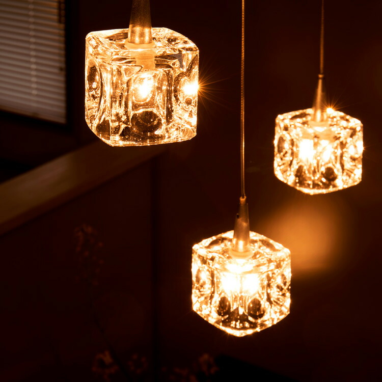 楽天市場】ペンダントライト 3灯 ガラスキューブ ハロゲン nc-45017