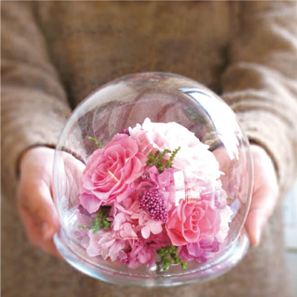 プリザーブドフラワー ガラスドームL