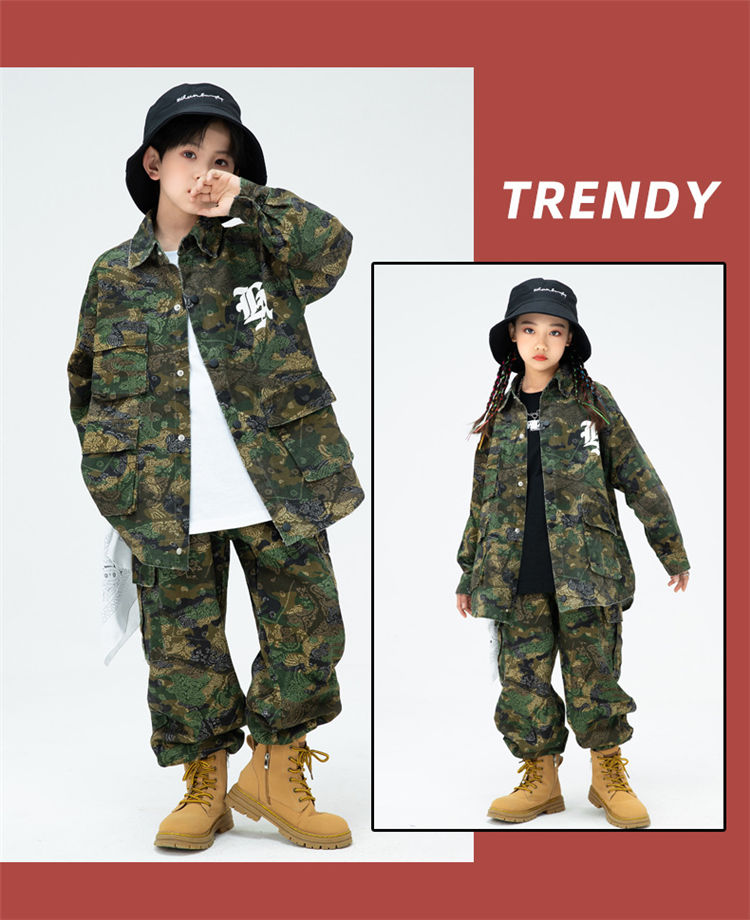 楽天市場】迷彩 キッズダンス衣装 ジャケット 上下セット 迷彩パンツ