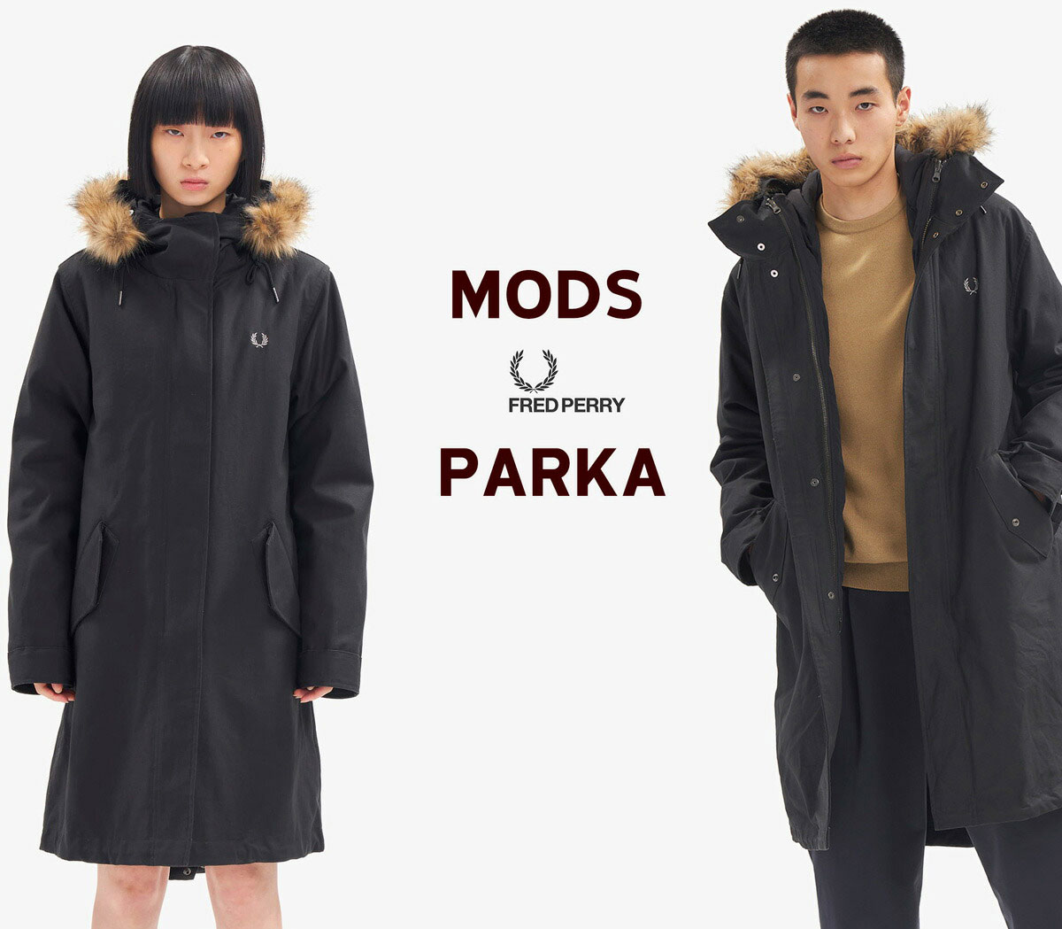 フレッドペリー　メンズモッズコート　リアルファー 中古・古着通販】FRED PERRY (フレッドペリー) モッズコート ネイビー