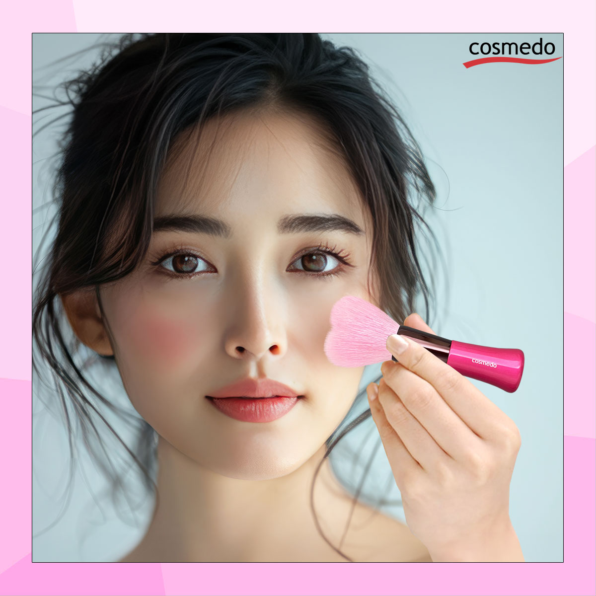 楽天市場】熊野筆メイクブラシ ハート型 フェイスブラシ スタンド