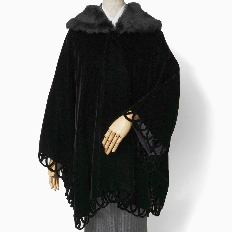 楽天市場】【10%OFFクーポン配布中】ケープ コート ベルベット 黒