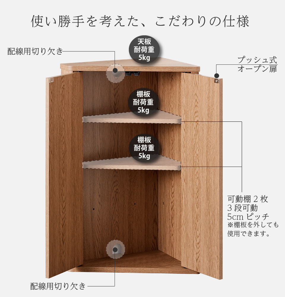 楽天市場】三角形のコーナーキャビネット トライアングルストレージ