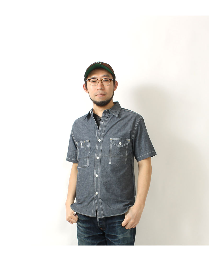 EIGHT-G(エイトジー) 半袖シャンブレーワークシャツ / 8SS-15 / 日本製