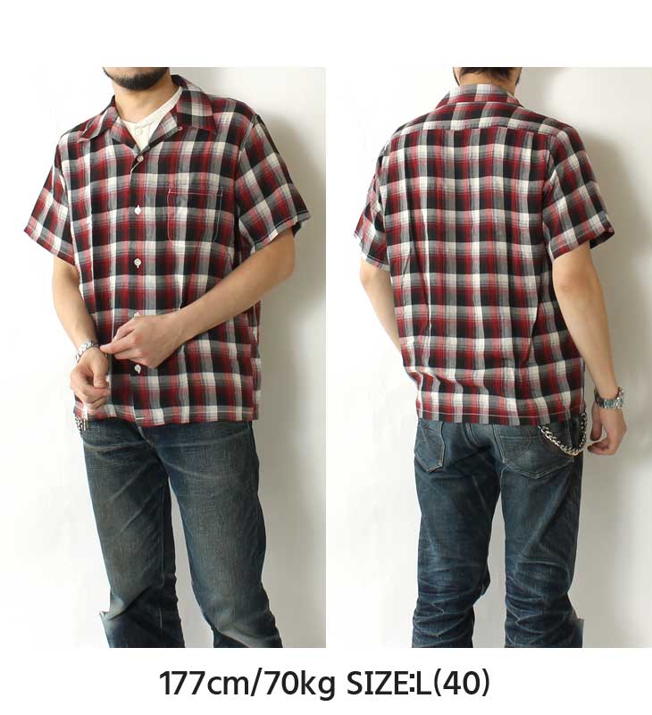 SUGAR CANE(シュガーケーン) レーヨンチェックオープンカラーシャツ