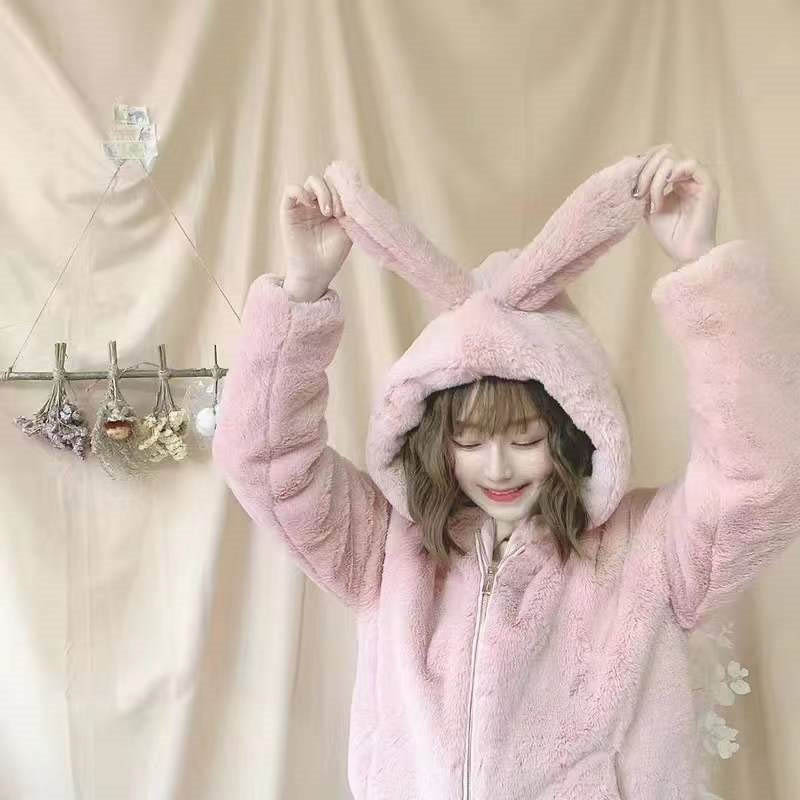 楽天市場】うさぎ パーカー 萌え ペアルック うさぎ パーカー ボア