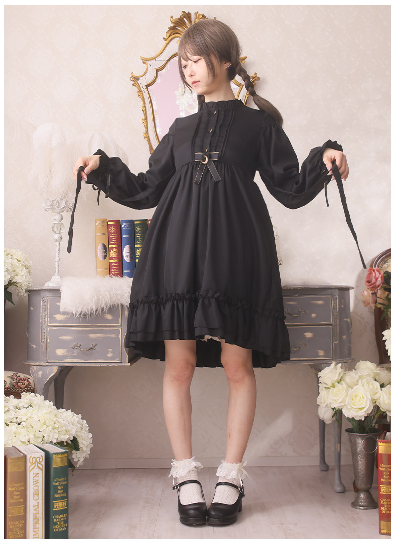 最短即日出荷】【買い付け商品】ワンピース フリル リボン 森ガール 襟