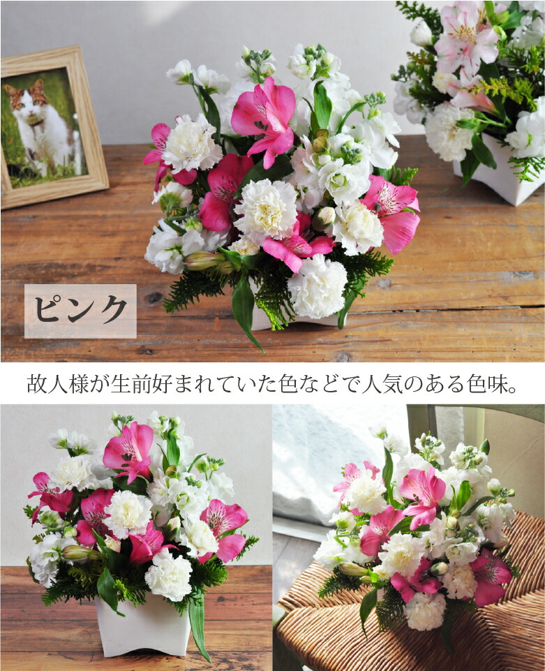 楽天市場】送料無料 お供え花 仏花 花 生花 4色のお供えアレンジメント