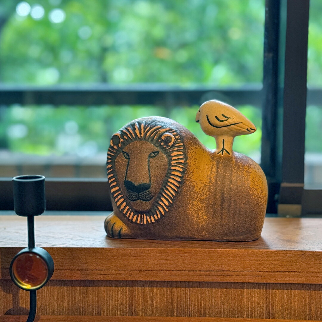 ライオンとトリ（リサ・ラーソン／Lisa Larson） フリーデザイン