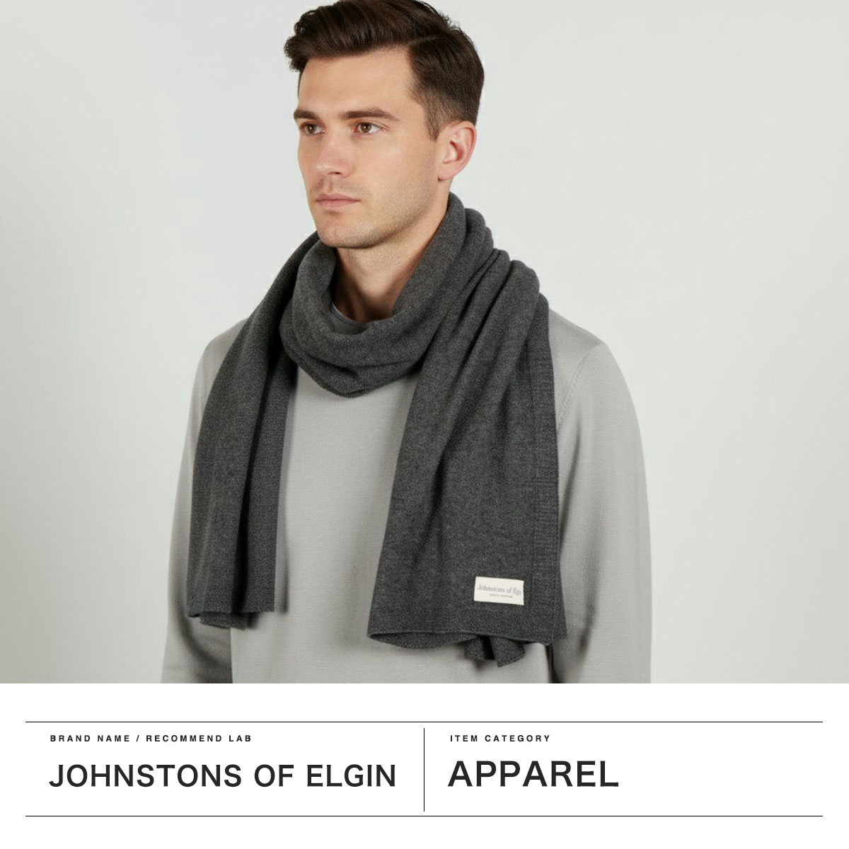 中判Johnstons of Elgin カシミヤストール リバーシブル グレー 中判