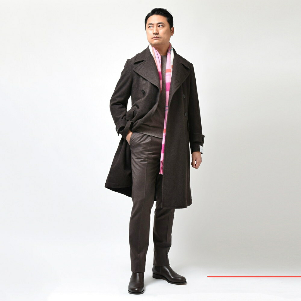 CARUSO（カルーゾ）ウールメランジフランネルダブルブレストミリタリー