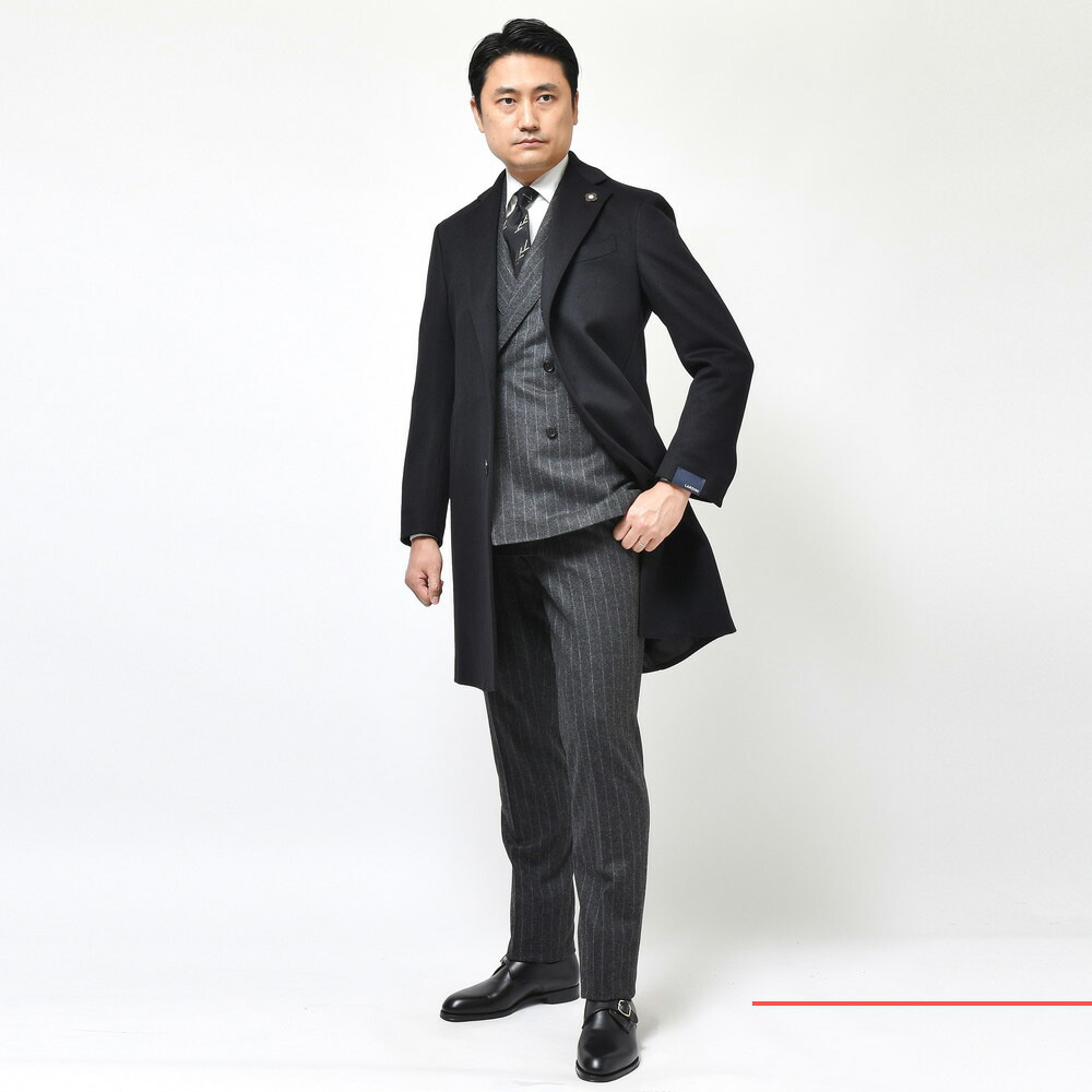 LARDINI チェスターコート ネイビー サイズ48 【公式通販】
