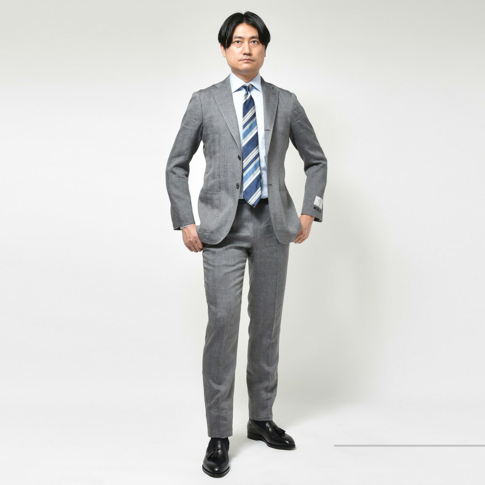 SALE】guji（グジ）リネンウールヘリンボーン3Bジャケット(MADE BY