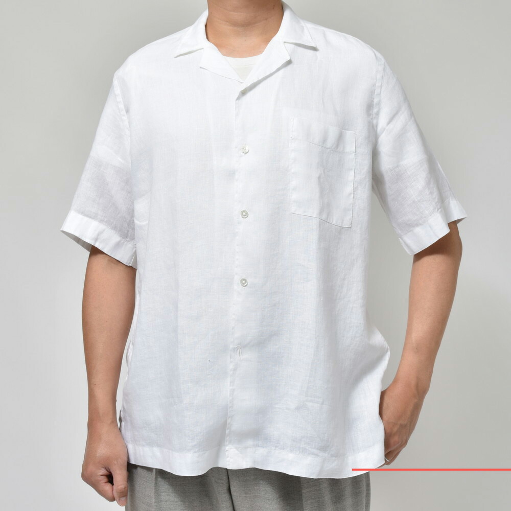 SALE】BAGUTTA（バグッタ）ウォッシュドリネンS/Sオープンカラーシャツ