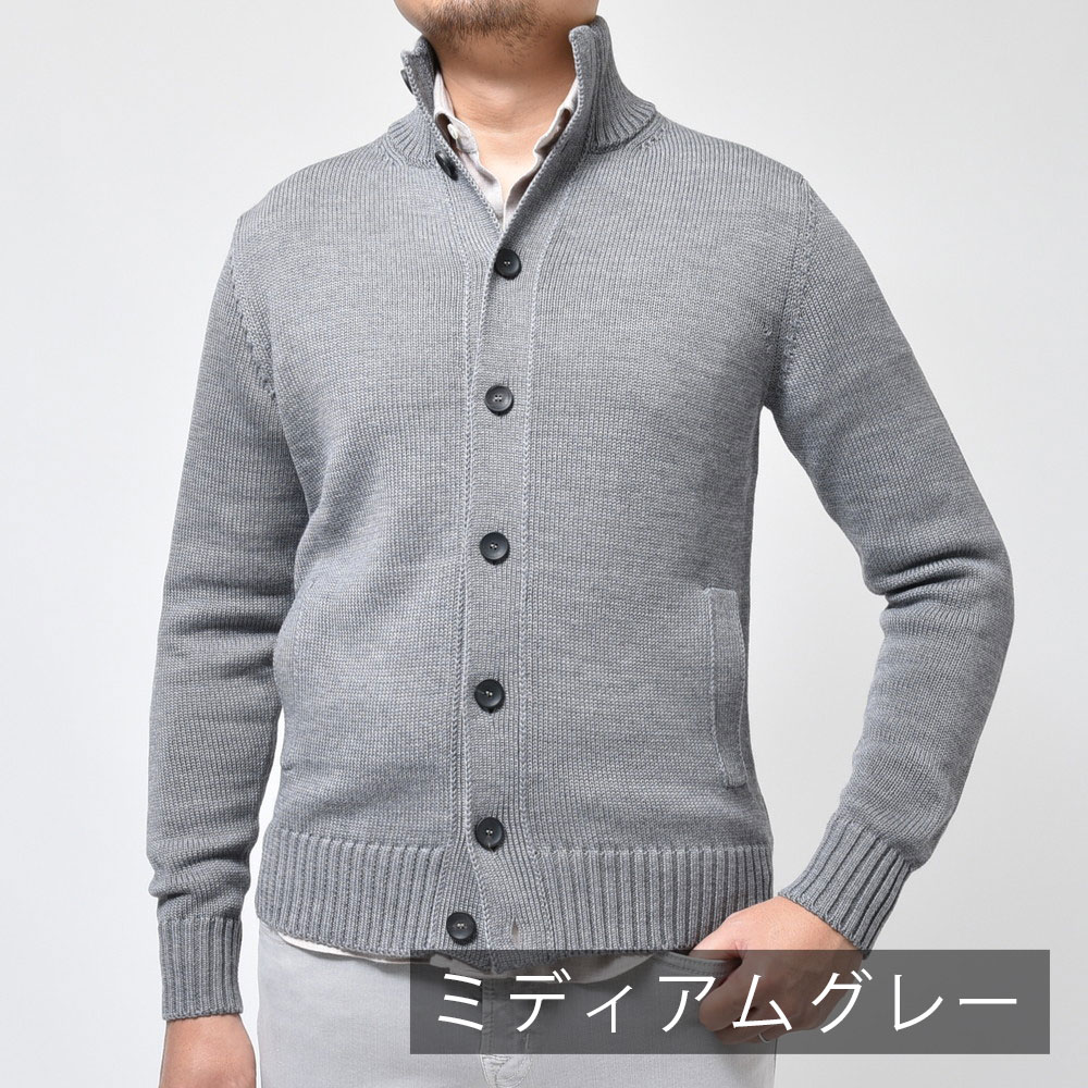 ZANONE（ザノーネ）5ゲージウールソリッドスタンドカラーニット