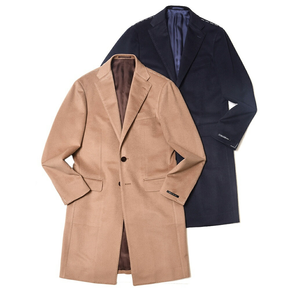 guji（グジ）カシミアフランネルソリッドチェスターフィールドコート