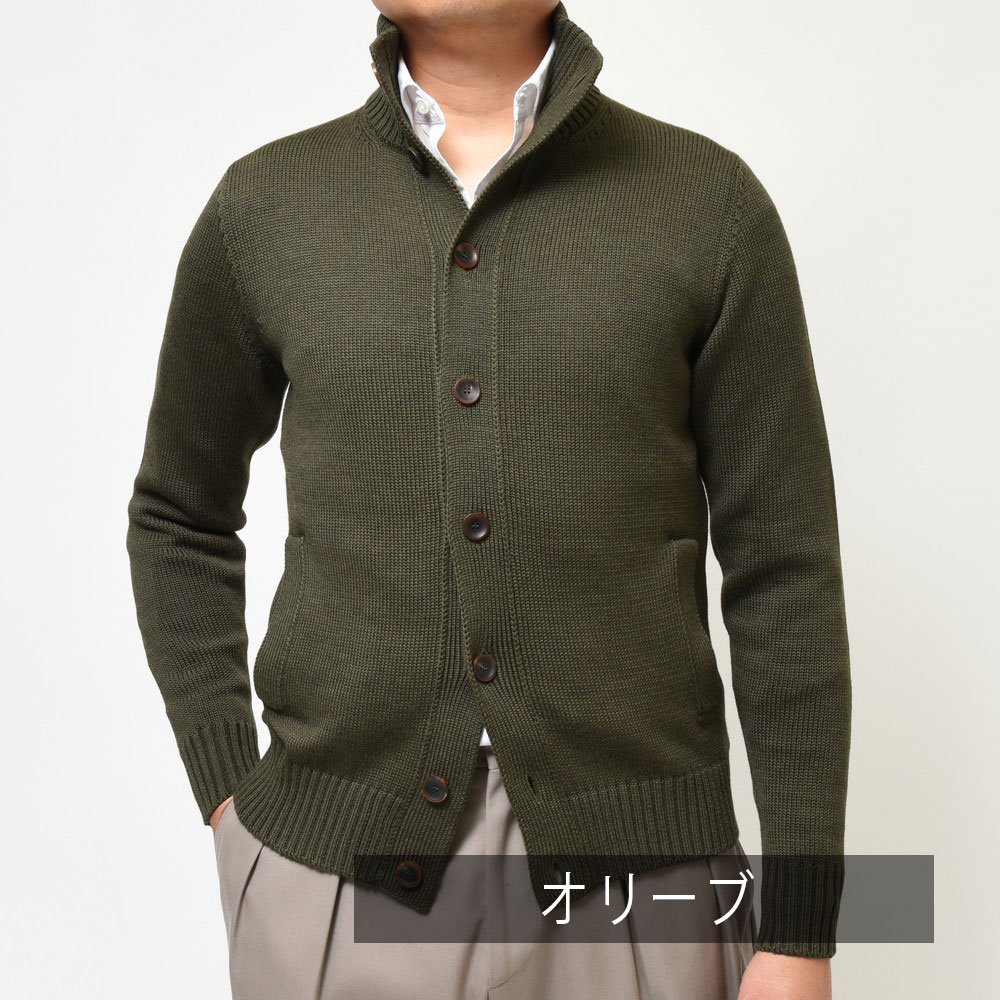 SALE】ZANONE（ザノーネ）5ゲージウールソリッドスタンドカラーニット