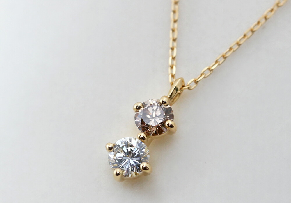 楽天市場】K18 K10 天然 ブラウンダイヤモンド 計0.21ct 2粒