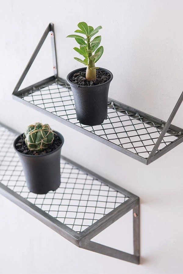 楽天市場】ウォールシェルフ S アイアン メッシュラック シェルフ